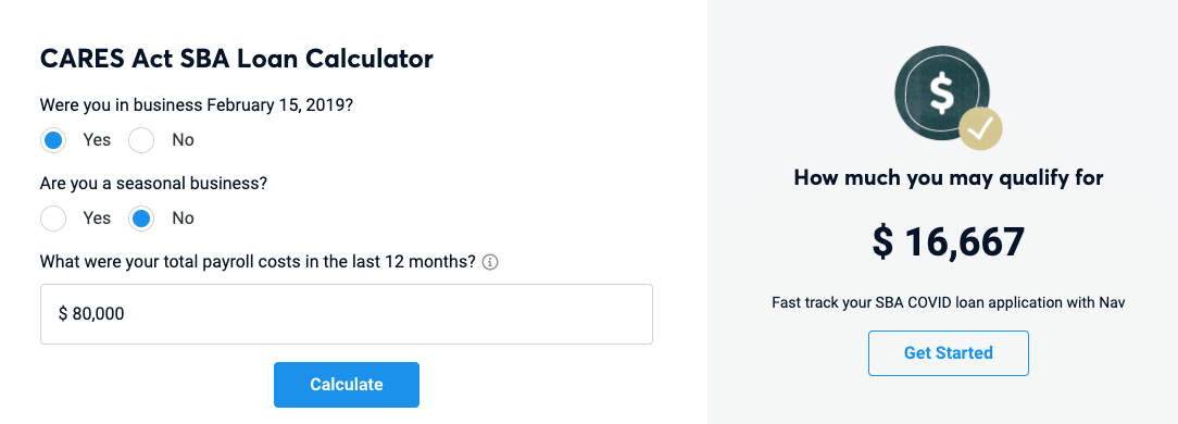 Nav Paycheck Protection Program Calculator