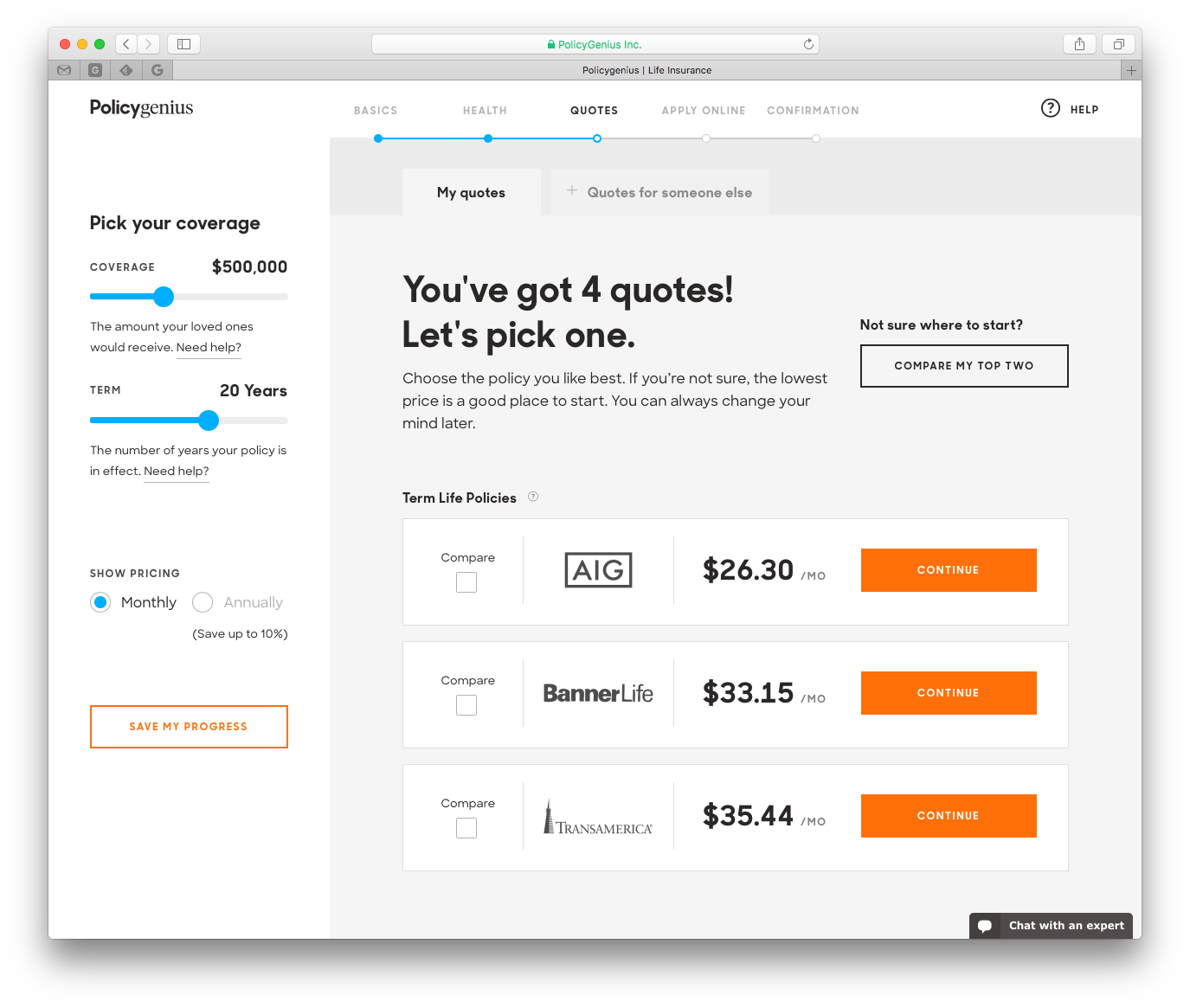 Policygenius Life Comparison