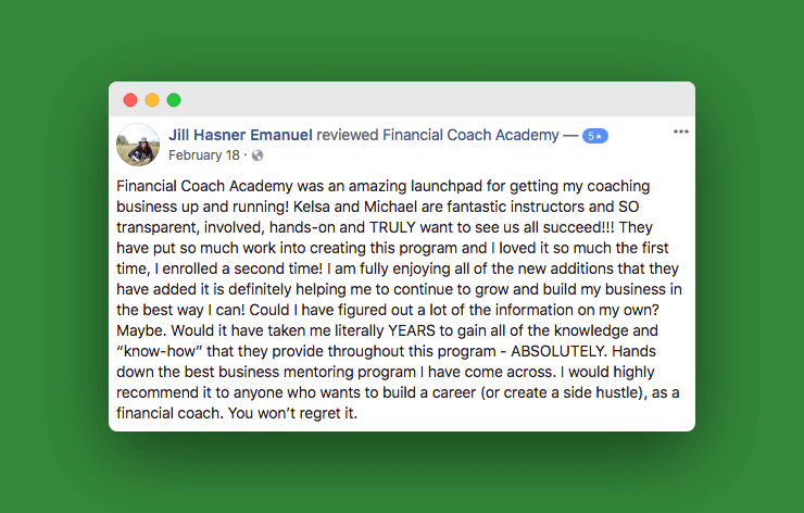 Financial Coach Testimonial